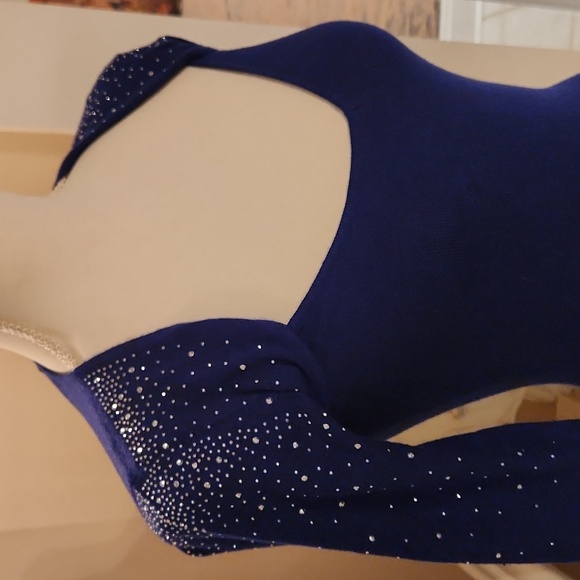 NWT ❗️  bebe navy  ( cobalt) sweater dress xs size stylsih silver rhinestones - Picture 4 of 17